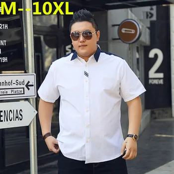 

Large size 8XL 7XL Men's short-sleeved solid shirt summer England shirt mens slim fit casual shirts short sleeve shirts male