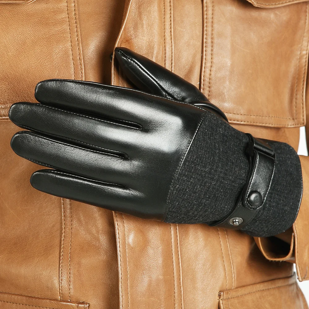 2019 New Arrival Men Gloves Top Quality Touchscreen Solid Wrist Fashion Goatskin Glove Winter Plus Velvet Free Shipping M035nc2