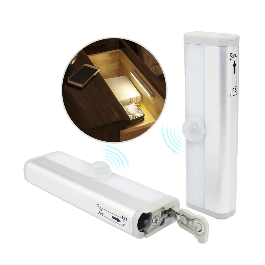  Led Under Cabinet Light With PIR Motion Sensor Lamp 6/10 LEDs 98/190mm Lighting For Wardrobe Cupboa - 32895998437