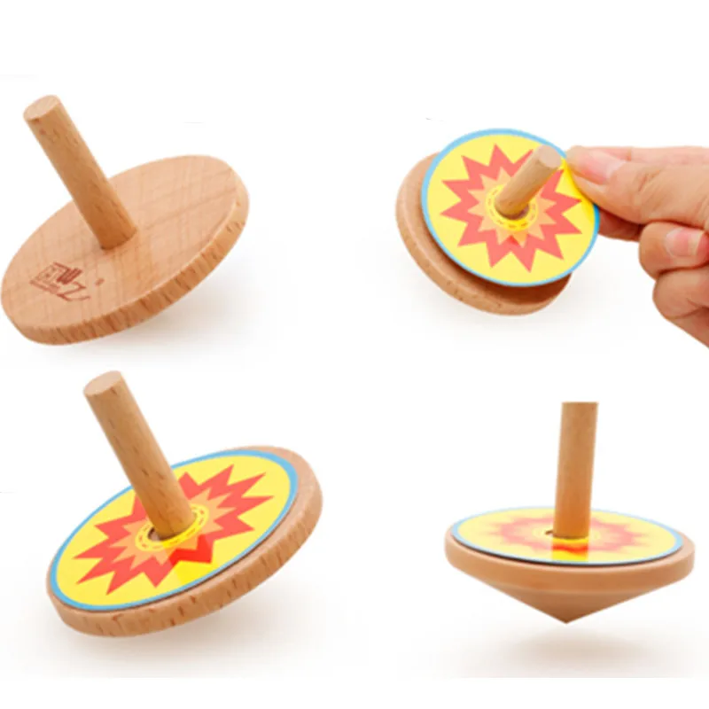 Baby Wooden Spinning Top Kindergarten Learning Educational Toy Wooden