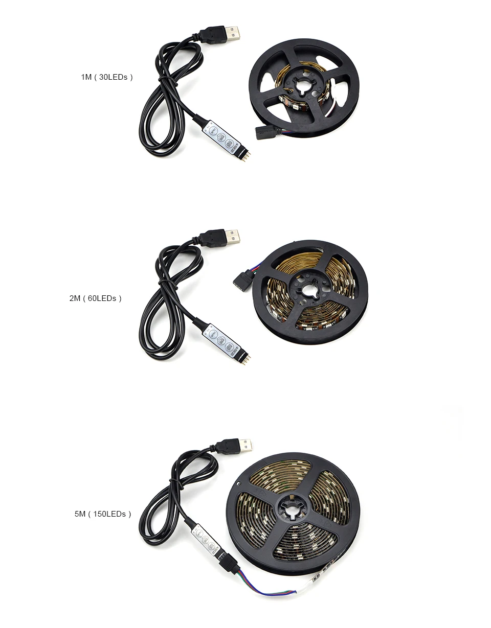 Светодиодная лента RGB с подсветкой для телевизора, 5050, водонепроницаемая, 5 В, USB, светодиодный, лента, смещенное освещение для HD ТВ-экрана, настольный ЖК-монитор для ПК, Декор