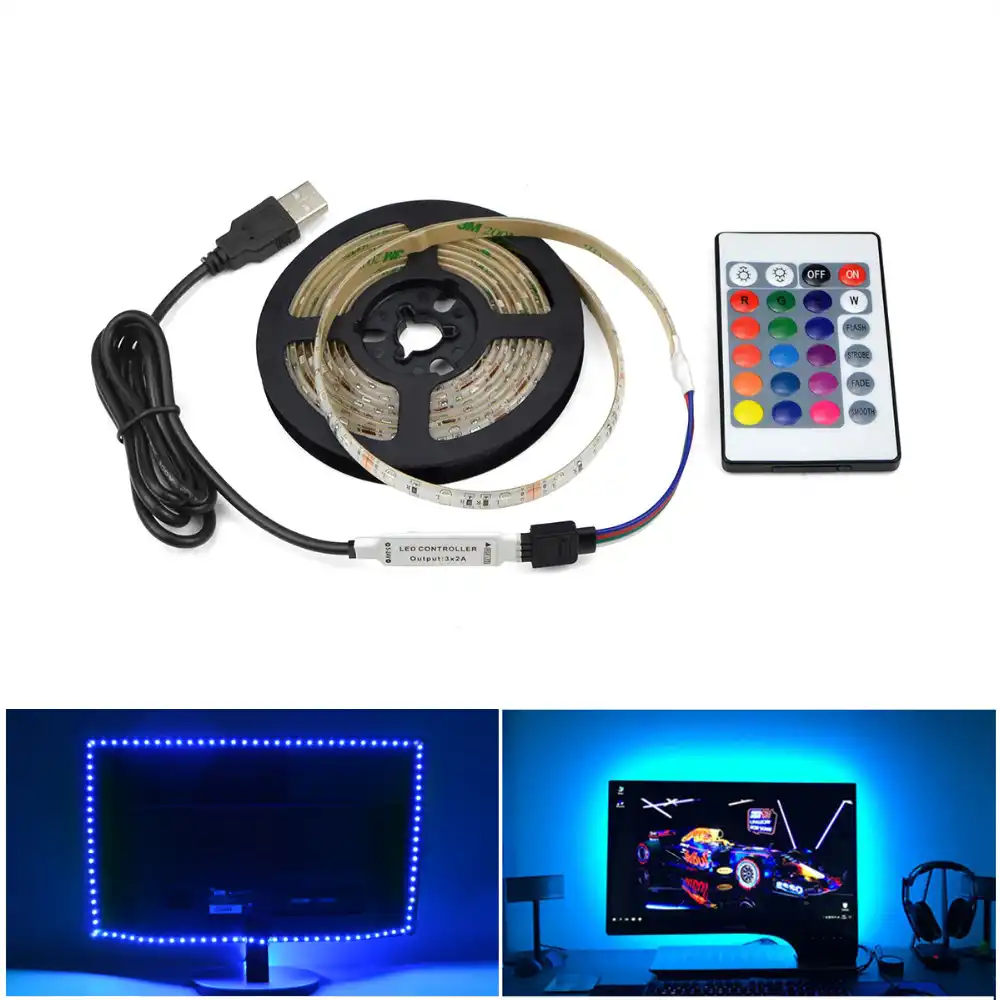 5 в USB мощность светодиодные полосы света RGB/белый/теплый белый 2835 3528 SMD HD ТВ Настольный ПК экран подсветка и светильник 1 м 2 м 3 м 4 м