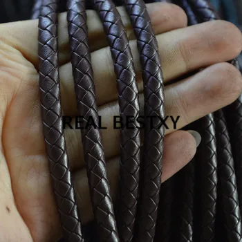 

REAL BESTXY 6mm brown Round Leather Cord Material for Jewelry Making DIY jewelry leather findings leather strips super fiber