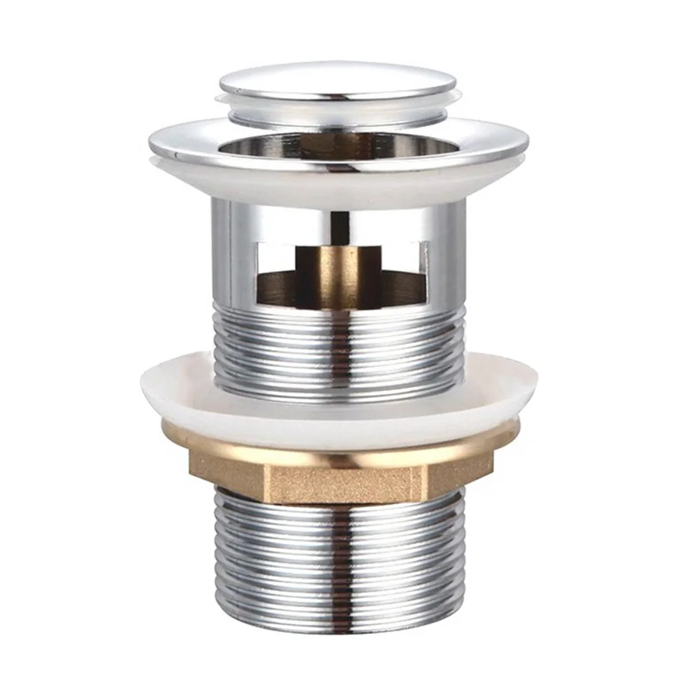 Pop Up Basin Waste Slotted Bathroom Chrome Sink Push Button Click Clack