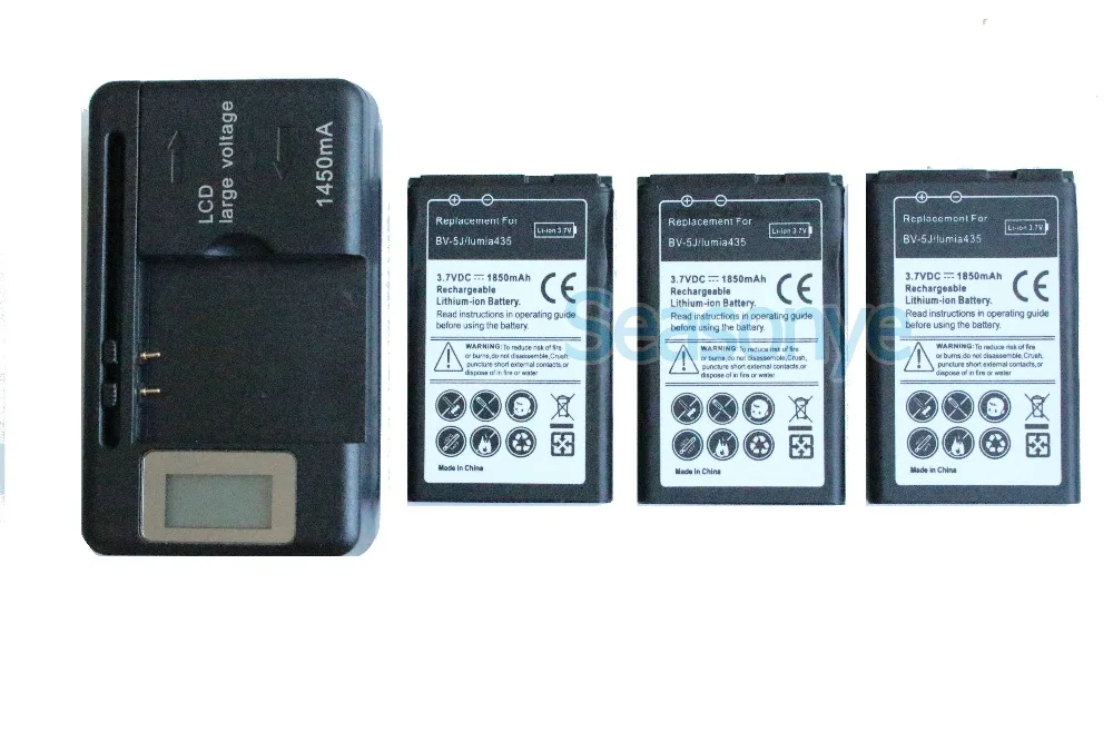 Seasonye 3x 1850mAh BV-5J BV 5J BV5J Replacement Battery + LCD Charger For Microsoft Nokia Lumia 435 532 RM1069 1071 Lumia435 | Мобильные