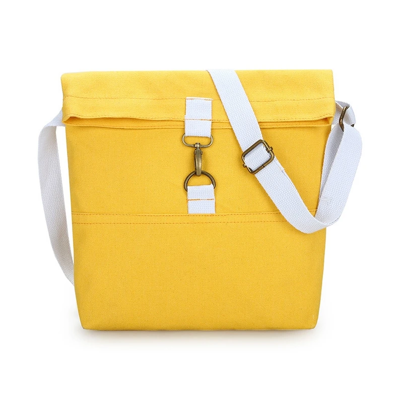 

Fashion Women Yellow+White Canvas Shoulder Bags Novelty Soft Solid Color Women Students School Handbags