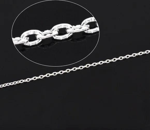 Серебряные украшения doreenbeads текстурированные Кабельные звенья цепи 3x2 мм, продается в упаковке 2 м Новинка