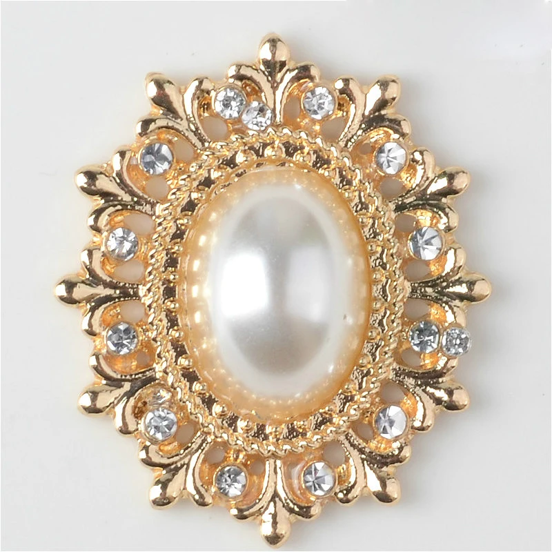

40pcs Fashion oval Flat Back Rhinestone Button Pearl Wedding Embellishment Buckle