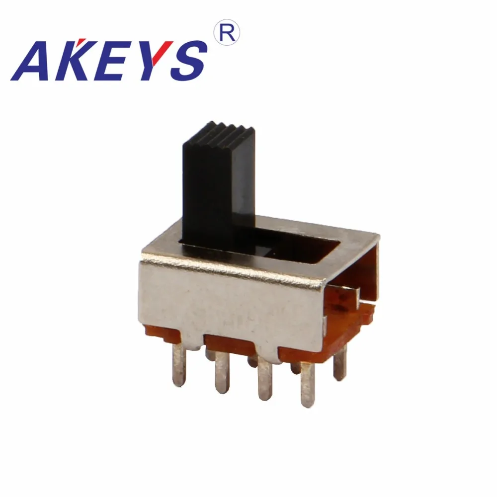 

30PCS SS-23F04 2P3T Double pole three throw 3 position slide switch 8 solder lug pin verticle type without fixed pin