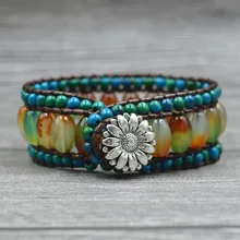 

Cuff Bracelet Unique malachite Stones Wrap Bracelets Handmade Bohemian Woven Bracelet Women Jewelry Dropshipping