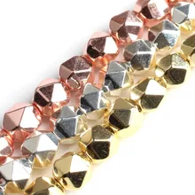 Высококачественный натуральный граненый розовое золото/серебро/золото гематитовый Камень круглые свободные бусины для изготовления ювелирных изделий 8 мм 15''