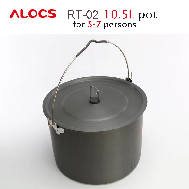 ALOCS RT-02 5-7 человек Универсальный Открытый 10.5L висячий Кемпинг приготовления пищи пикника кухонная посуда горшок и крышка - Цвет: dark gray