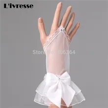 Для женщин пальцев Кристалл с бантом Свадебные перчатки Свадебные аксессуары