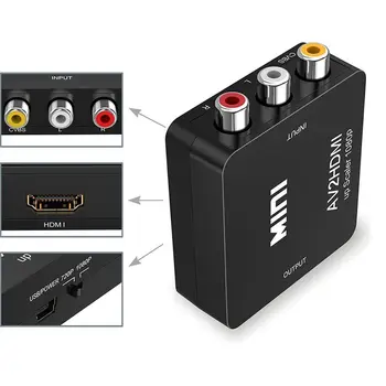 

RCA to HDMI, 1080P Mini RCA Composite CVBS AV to HDMI Video Audio Converter Adapter Supporting PAL/NTSC with USB Charge Cable #8