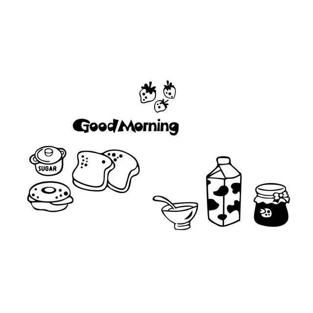Best Price HOT GCZW-Good morning breakfast combination wall decals Warm family dining room kitchen fridge decorative wall stickers Best Price HOT GCZW-Good morning breakfast combination wall decals Warm family dining room kitchen fridge decorative wall stickers