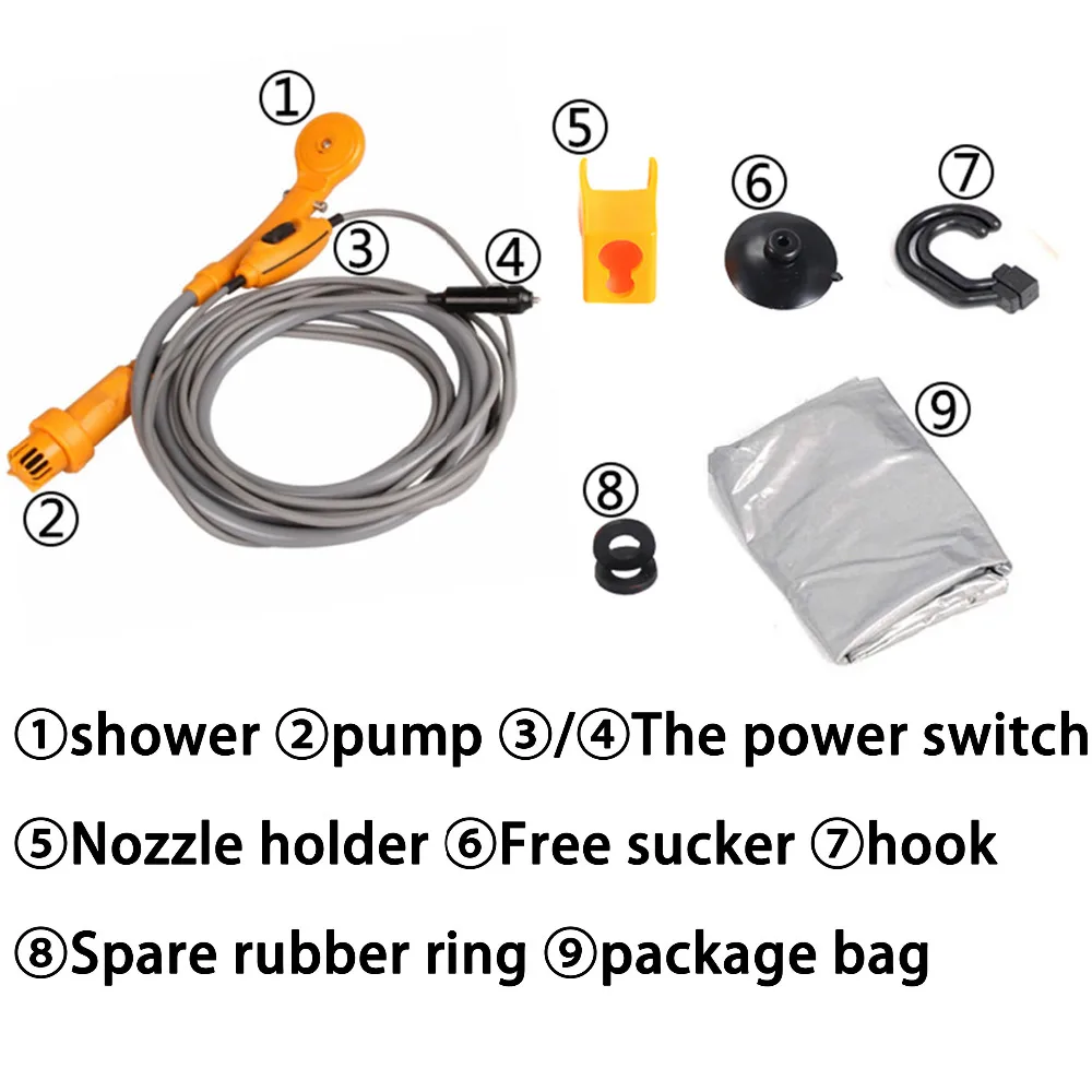 Portable-Camping-Shower-Kit-Powered-Pump-Outdoor-Shower-Head-Plug-into-12V-Cigarette-Adapter-and (3)
