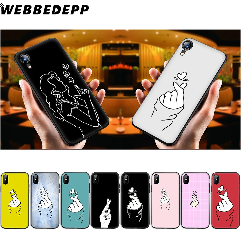 Мягкий силиконовый чехол WEBBEDEPP Love on finger Kpop для iPhone 11 Pro Xr Xs Max X или 10 8 7 6 6S Plus 5 5S SE Case |