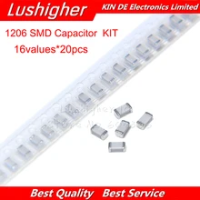 16 значений* 20 шт 3 20 шт 1206 SMD конденсатор Ассорти Комплект 10pF~ 22 мкФ компонент Diy Образцы комплект