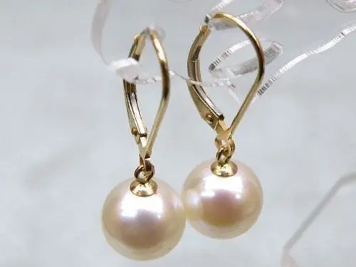 

Free Shipping >>>> PERFECT ROUND WHITE 9-10 MM AAA++ SOUTH SEA PEARL DANGLE EARRING 14K YELLOW GOLD