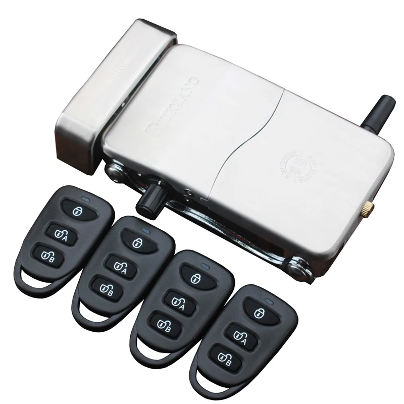 

Remote Control Electronic Door Lock Set Security Padlock Lock Automatically Intellisense Household Warded Lock with 4 Remotes