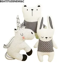 В скандинавском стиле кролик Единорог Медведь подушка игрушки, хлопок животных плюшевые игрушки, детские игрушки, украшение детской комнаты