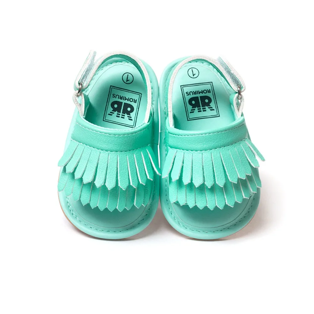 svetlo zelene sandale za novorojenčke usnjene rese, otroški - Čevlji za dojenčke
