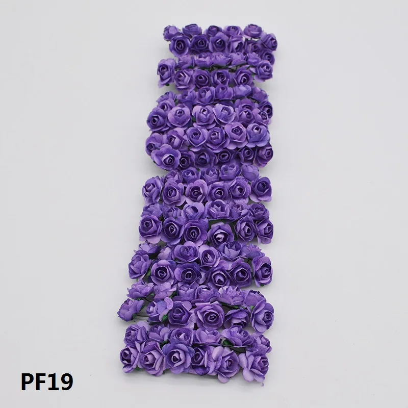 36/144pcs 1cm Cheap Artificial Paper Flowers for Wedding car fake Roses Decoration Candy box DIY Wreath Gift Scrapbooking Craft 