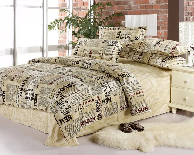 English Newspaper Bedding Set Queen Full Size Quilt Duvet Cover English Newspaper Bedding Set Queen Full Size Quilt Duvet Cover Bedsets Sheets Bed In A Bag