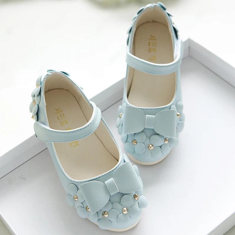 Bow Flower Baby Girls Leather Shoes Zapatos Ninas Shallow Spring