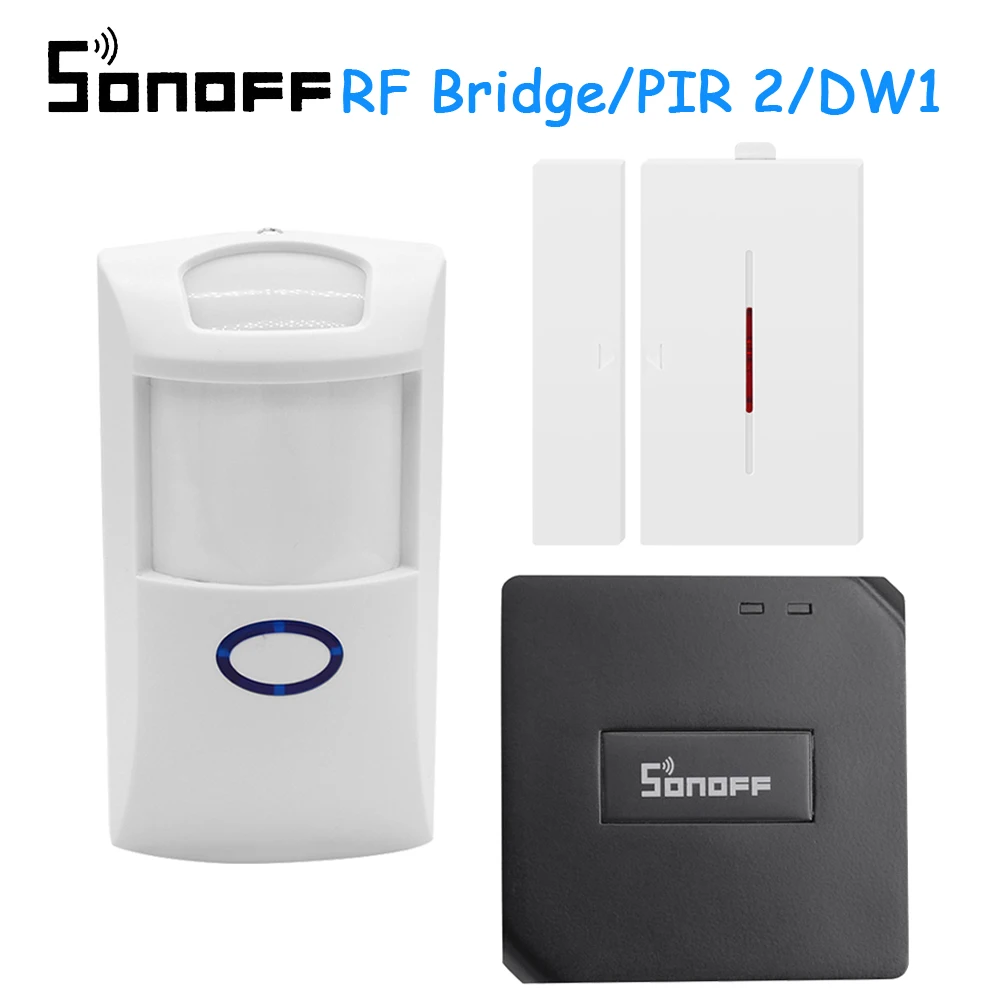

Sonoff RF Bridge 433Mhz RF PIR 2 Motion Sensor DW1 Door & Window Alarm System for Alexa Google Home Smart Home Alarm Security