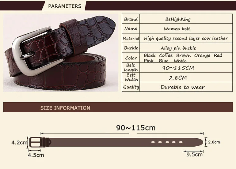 pearl belt Genuine leather belts for women Fashion Pin buckle woman belt High quality second layer cow skin strap female width 2.8 cm Blue waist belts for dresses