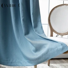 CANIRICA синие занавески для спальни шторы для гостиной льняные шторы современные оконные обработки домашний декор