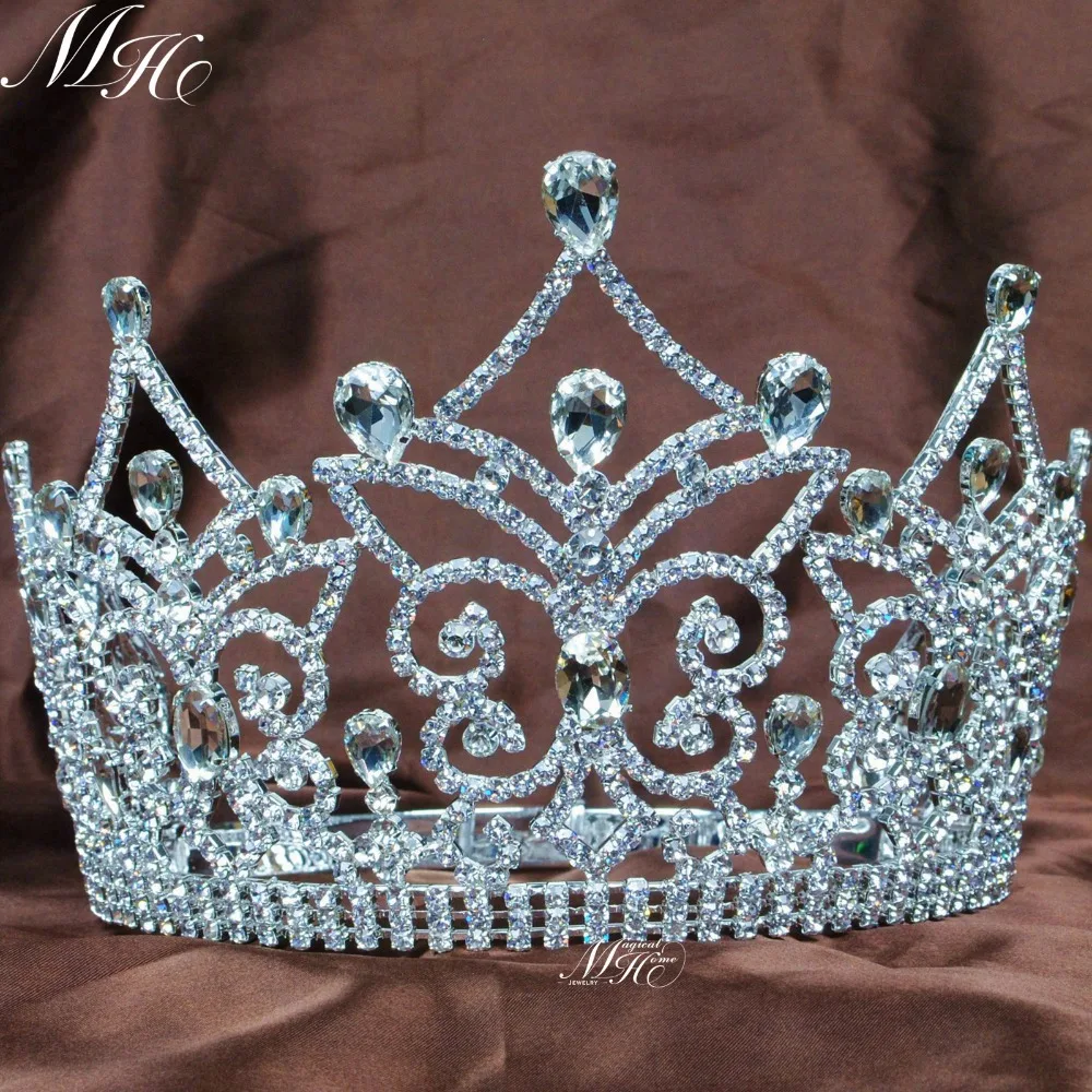 Fantastic Pageant Tiara Diadem Large Wedding Crown Crystal Bridal Prom Party New