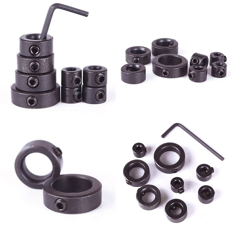 DWZ 8pcs 3-16mm Woodworking Drill Depth Stop Collars Ring Dowel Shaft Chuck +Wrench