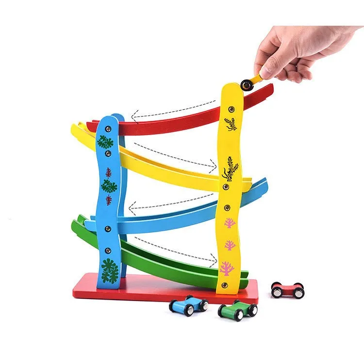 wooden car slide toy
