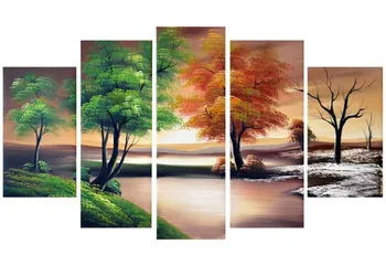 

Modern Home Decor Art Pictures Hand Painted Abstract Trees Landscape Oil Paintings on Canvas Large 5 Piece Wall Painting Arts