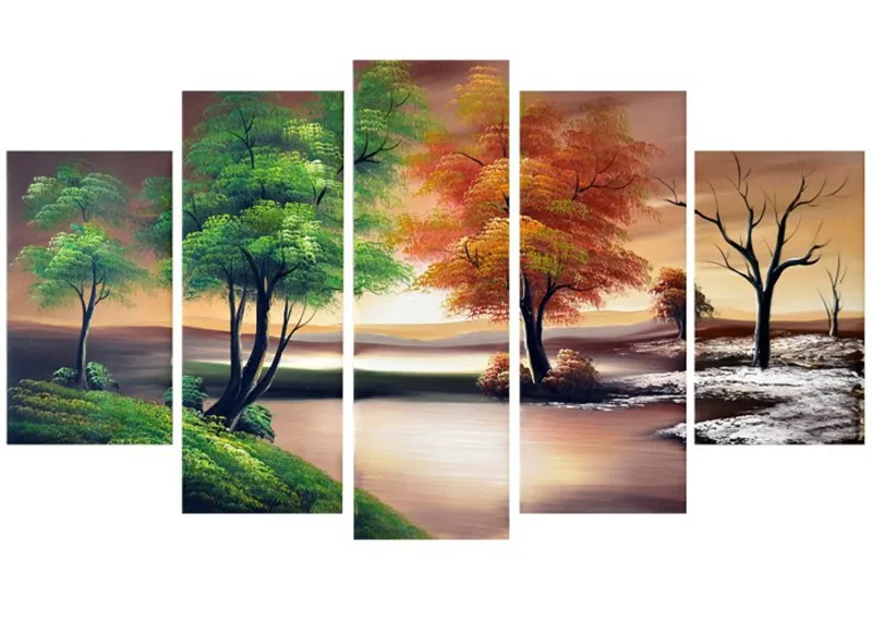Modern Home Decor Art Pictures Hand Painted Abstract Trees Landscape Oil Paintings on Canvas Large 5 Piece Wall Painting Arts Modern Home Decor Art Pictures Hand Painted Abstract Trees Landscape Oil Paintings on Canvas Large 5 Piece Wall Painting Arts