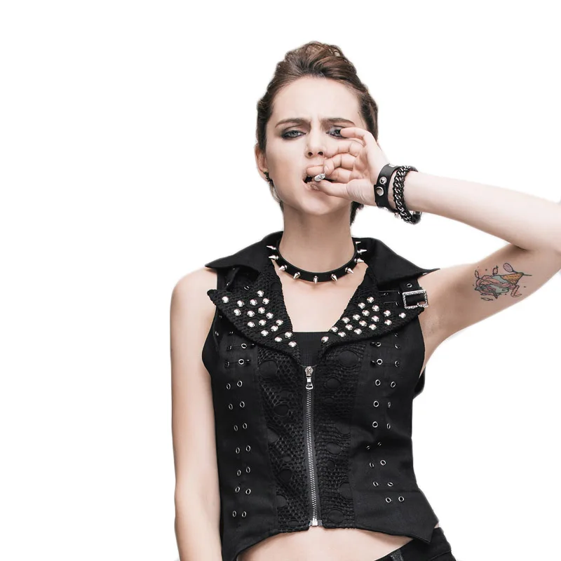 

Steampunk Faux Leather Vest Waistcoat For Women' Rock Punk Sleeveless Jacket Female Waistcoats Short Style Veste Femme JKW125