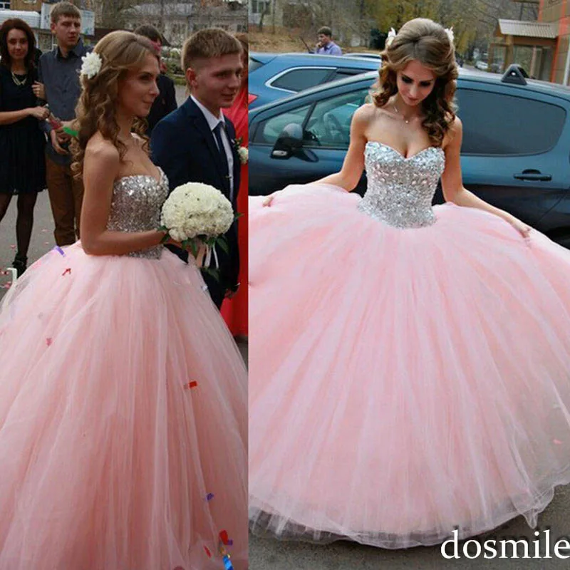 2016 sweet 16 dresses turquoise Ball Gown pink Quinceanera 