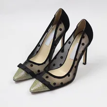 Frauen Sexy Thih High Heel Wies Toe Pumps Brand Designer Nette Bowtie Dot Spitze Patchwork Weibliche Abend Leder Schuhe frauen
