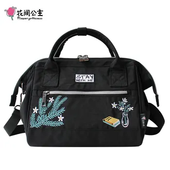 

Flower Princess Black Women Handbags Top-handle Bags Female Shoulder Crossbody Bags High Quality Embroidery Messenger Bags Women