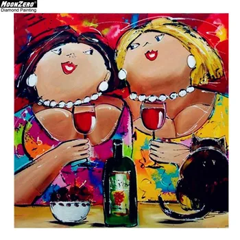 

5D Diy Diamond Painting Cross Stitch kits Red wine Diamond Embroidery Girlfriends Pattern Full Mosaic Needlework Home Decor