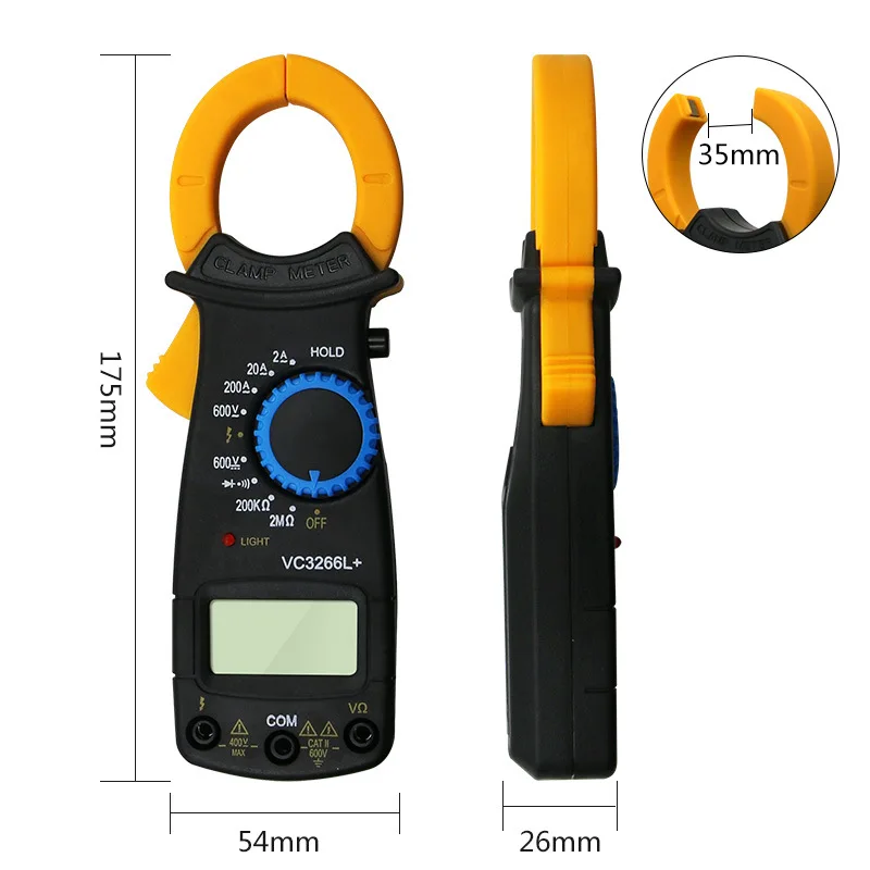 

DT-3266L LED Digital Amper Clamp Meter Multimeter Current Clamp Pincers Voltmeter Ammeter 600A AC/DC Ohm Current Voltage Tester