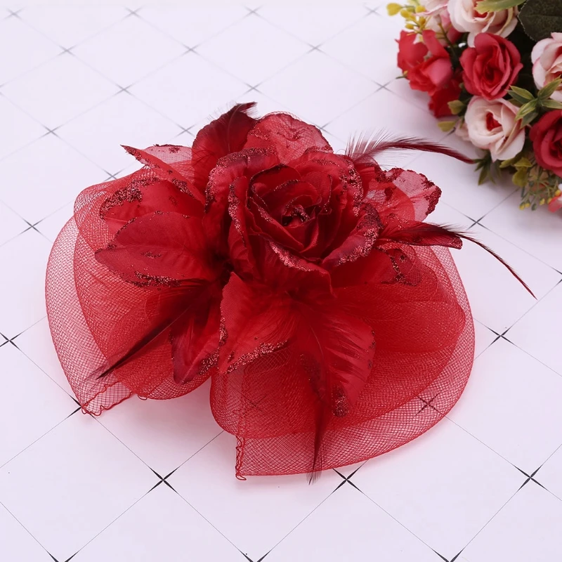 Женские свадебные вечерние головные уборы чародей Veiling Коктейльная шляпа заколки для волос сетка цветок розы