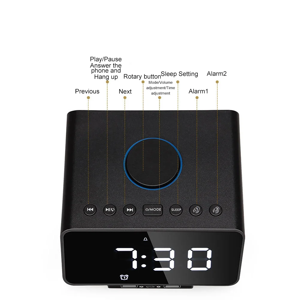 Цифровой будильник, светодиодный, Погодная станция, настенный, для помещений, улицы, температура, FM радио, беспроводной Bluetooth динамик, плеер, USB зарядное устройство