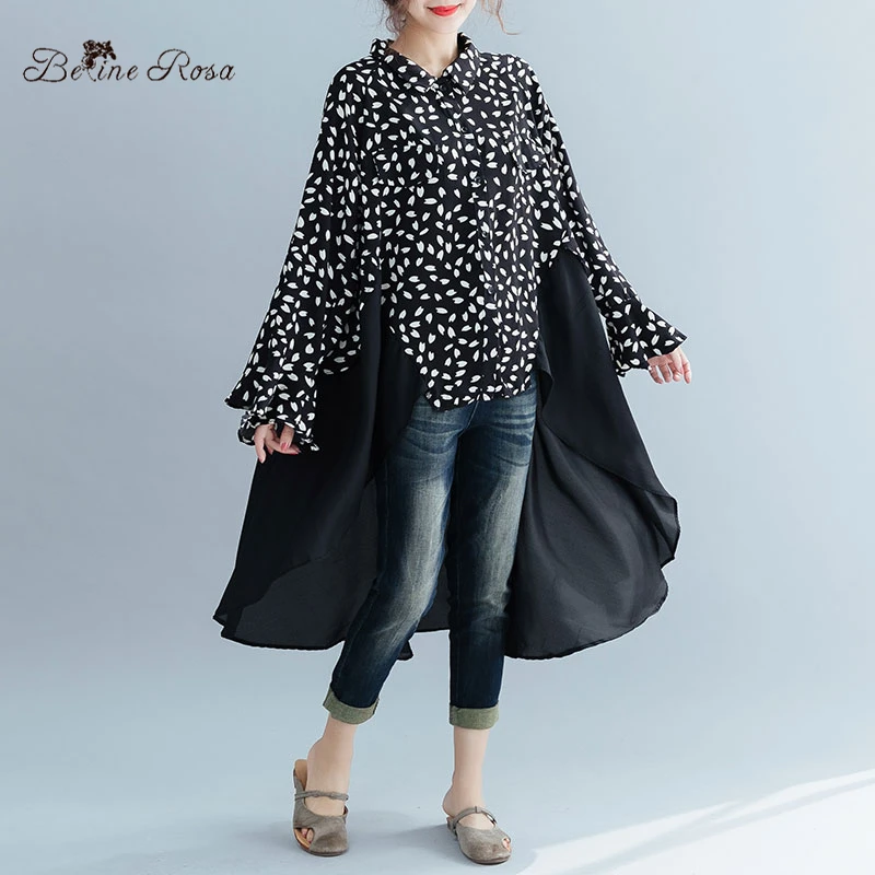 

BelineRosa European Casual Fashion Irregular Hem Big Sizes Blouse Dresses Trending Fashion Plus Size Women CLothes JJDM0053