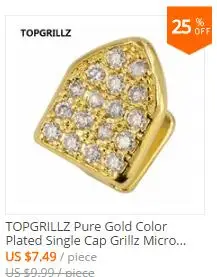 TOPGRILLZ чистое золото цвет покрытием хип хоп микро Pave CZ Клык полый верх и дно GRILLZ вампирские зубы грили набор