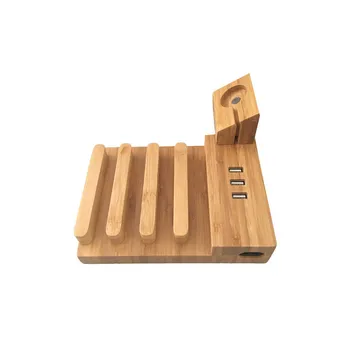 

Colohas EU / US / UK Plug 5V 3A 3 Ports USB HUB Power Charging Stand Station Bamboo Wood Storage Holder