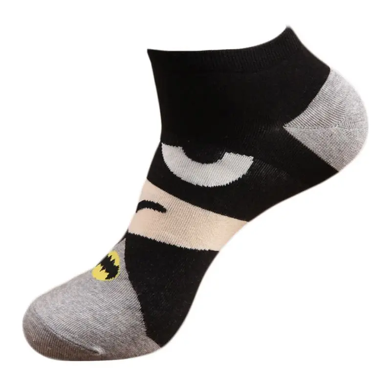 

Men Unisex Spring Summer Short Over Ankle Boat Socks Funny Cute Colorful Cartoon Hero Character Alliance Printed Combed Cotton