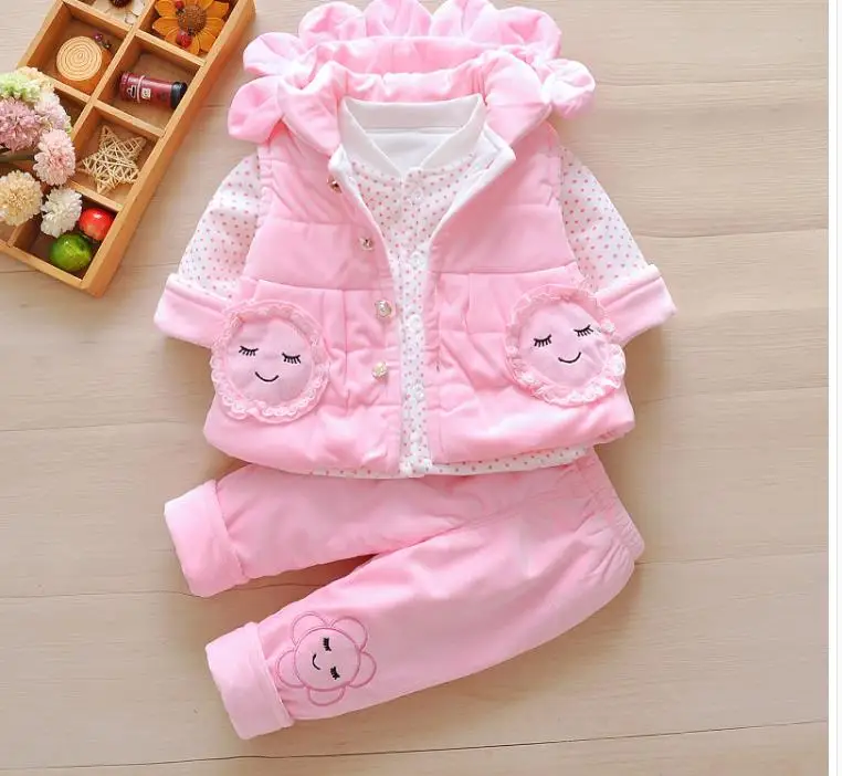 

Baby girl's thin cotton three-piece suit